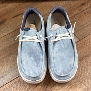 Hey Dude Light Blue denim look women’s slip on loafers